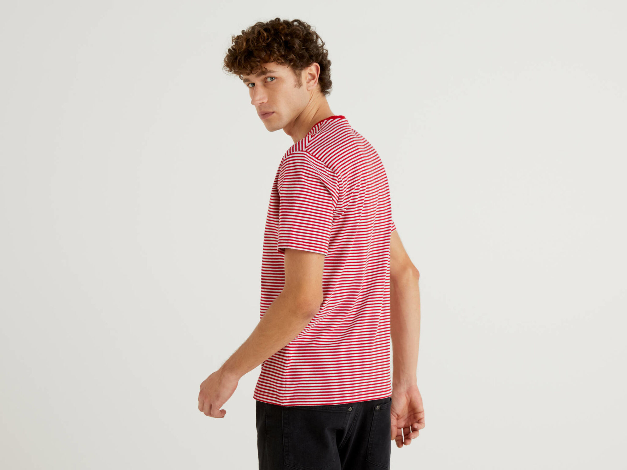 Striped t-shirt in pure cotton Men image number 2